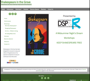 Shakespeare in the Grove Website